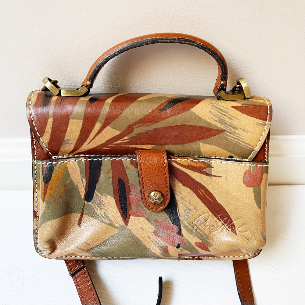 Patricia Nash Antolina Leather Satchel Crossbody Top Handle Mini Bag Palm Leaves - Picture 2 of 7